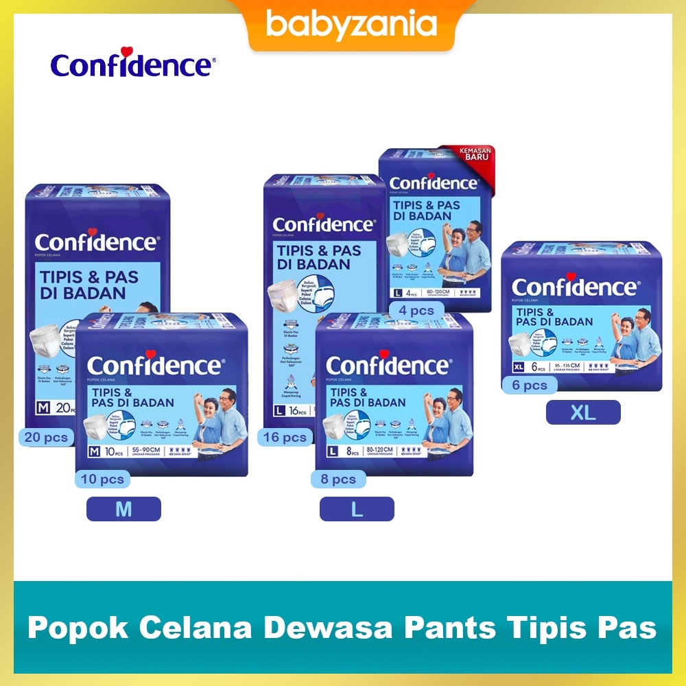 Confidence Popok Dewasa Celana Adult Diaper Pants Tipis & Pas M10 M20 L4 L8 L16 XL6