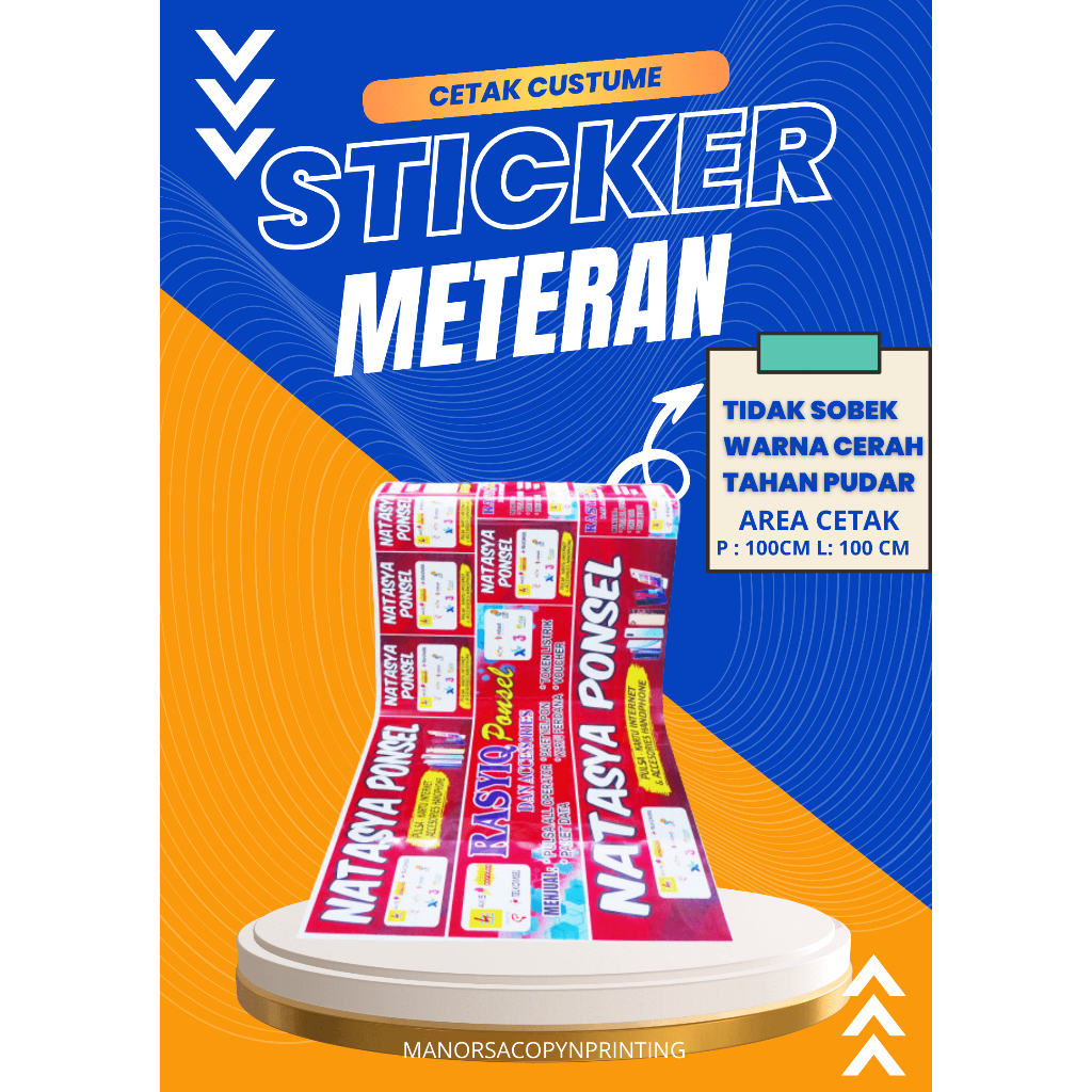 

CETAK STIKER VINYL METERAN | WATERPROOF HIRES 1MX1M I CUMA 45K