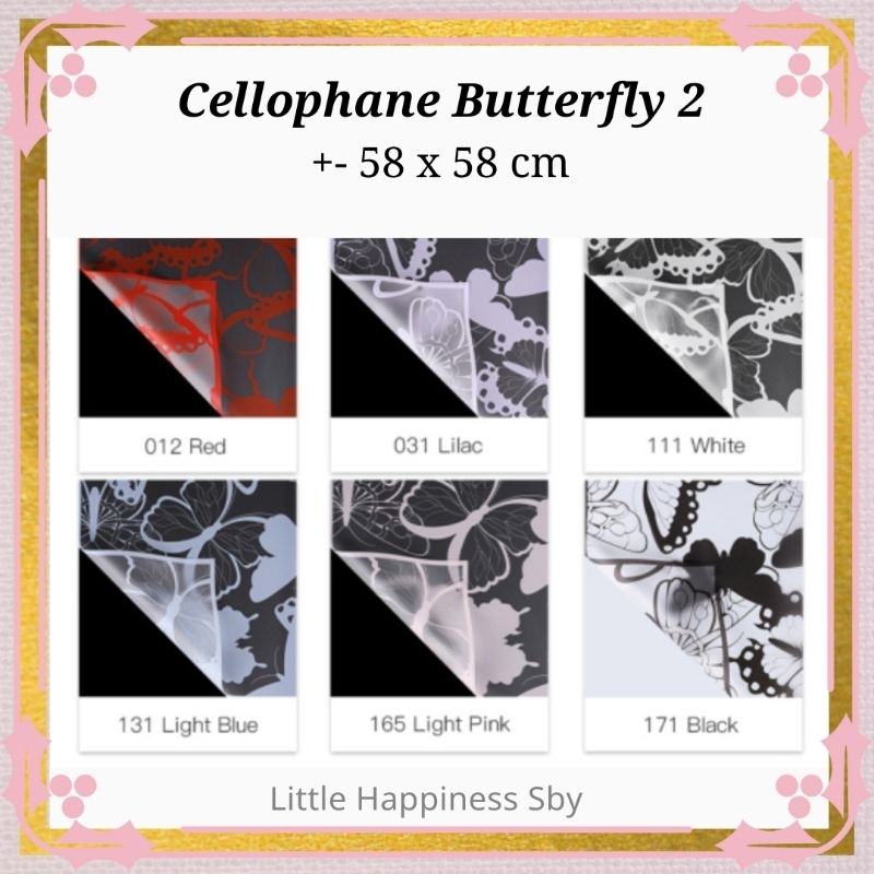 

Murah! (Ecer) Kertas wrapping buket bunga cellophane butterfly 2 new transparant kupu