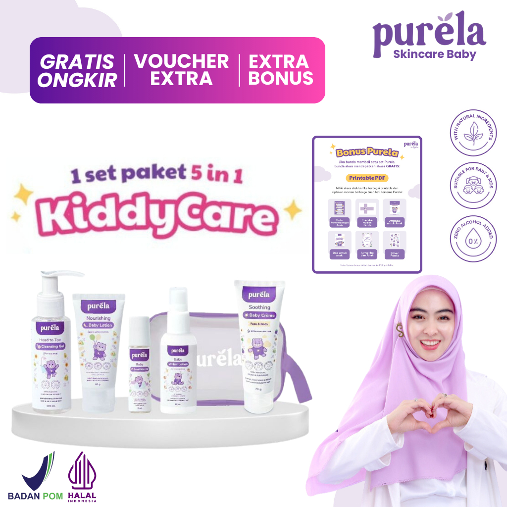 PURELA Skincare Bayi Set Lengkap Soothing Baby Cream Pelembab Kulit Bayi - Kiddy Care
