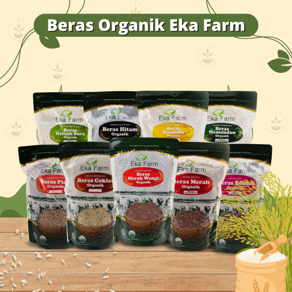 

Eka Farm Beras Organik 1Kg - Beras Diabetes Amandia Beras Merah Beras Coklat Beras Diet Benku Beras Menthik Harum Susu Beras Memandan - Beras Organik Beras Sehat Beras Eka Farm