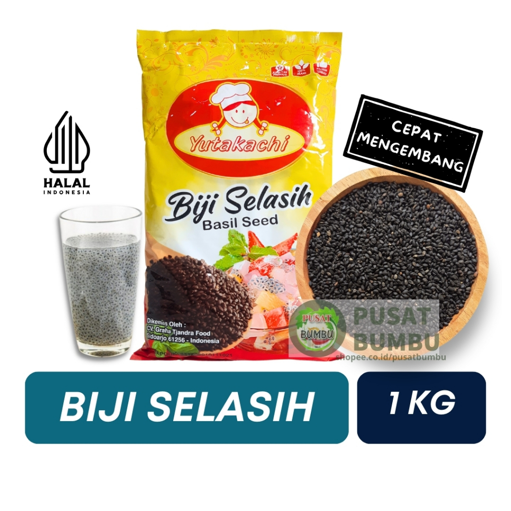 

Biji Selasih Super 1Kg Yutakachi / Basil Seed / Selasih Super Kualitas Premium / Halal / Pusat Bumbu