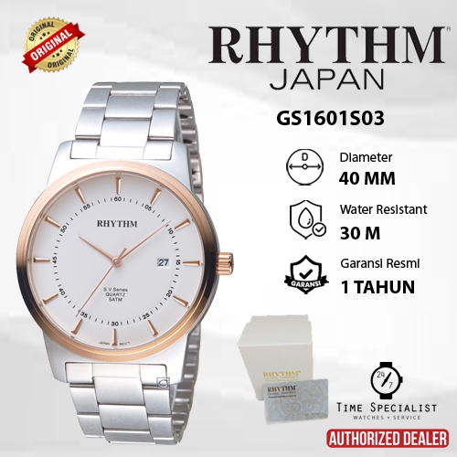 Jam Tangan RHYTHM GS-1601S-03 Analog Original Garansi Resmi 1 tahun