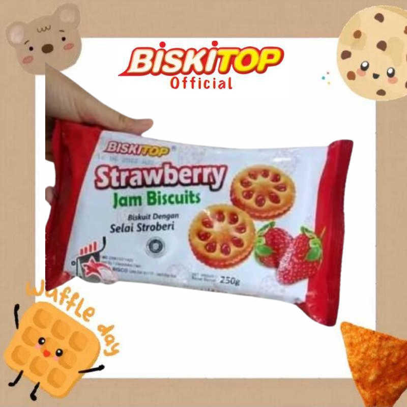 

BISKITOP OFFICIAL - JAM BISCUIT (250 Gram) Biskuit Anak Renyah Rasa Nanas & Strawberry Murah Snack biskuit anak cemilan murah meriah