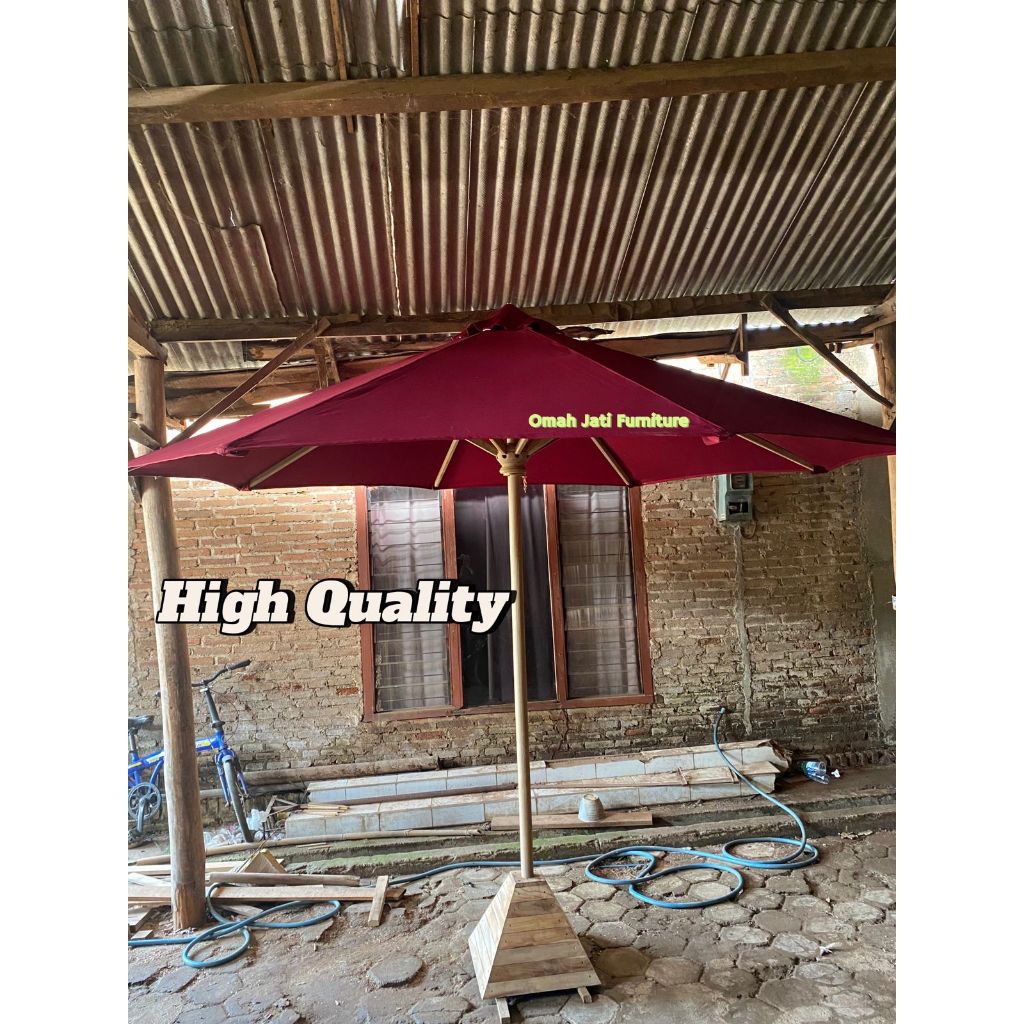 Rangka Payung Plus Meja Plus Kain Nagata Ukuran 250cm, Payung Taman, Outdoor, Hotel, Villa, Resto Ka