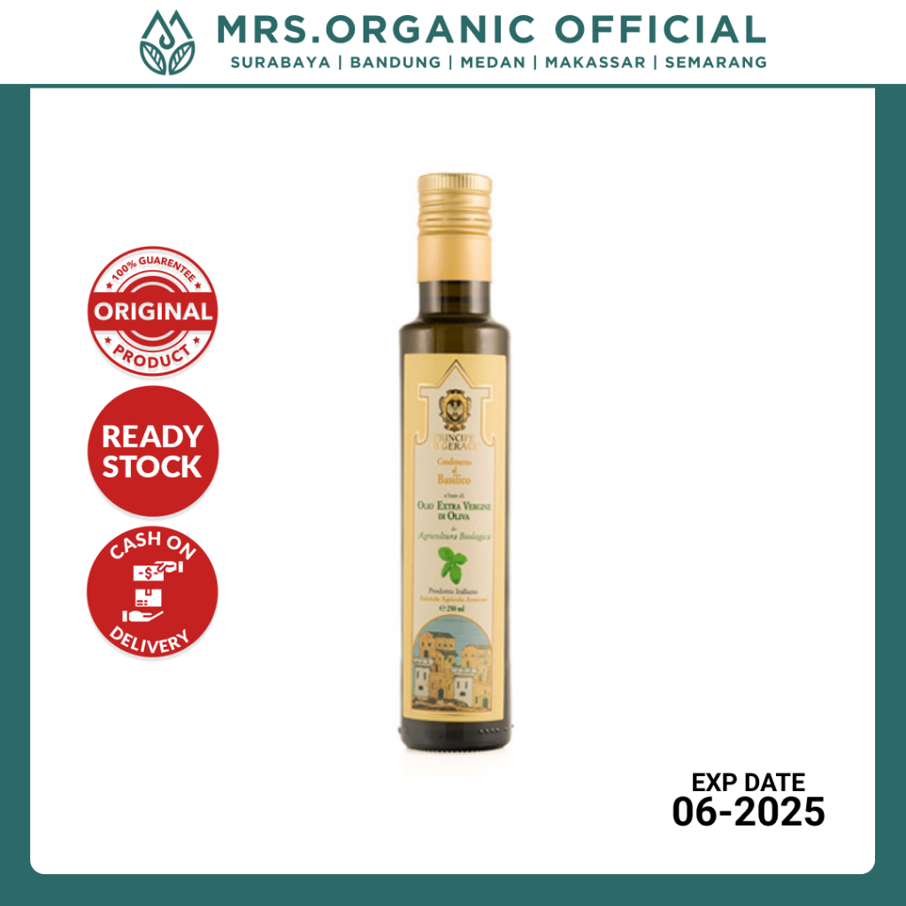

Minyak Zaitun Mediterranea Foods Organic Extra Virgin Olive Oil Basil Flavoured 250ml - Seasoning Minyak Jaitun Aroma Basil