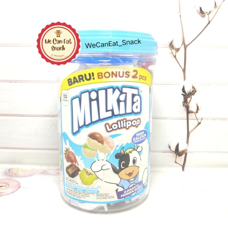 

Permen Aneka Rasa Milkita Assorted Milk Lollipop Baru isi 30 Toples Jar