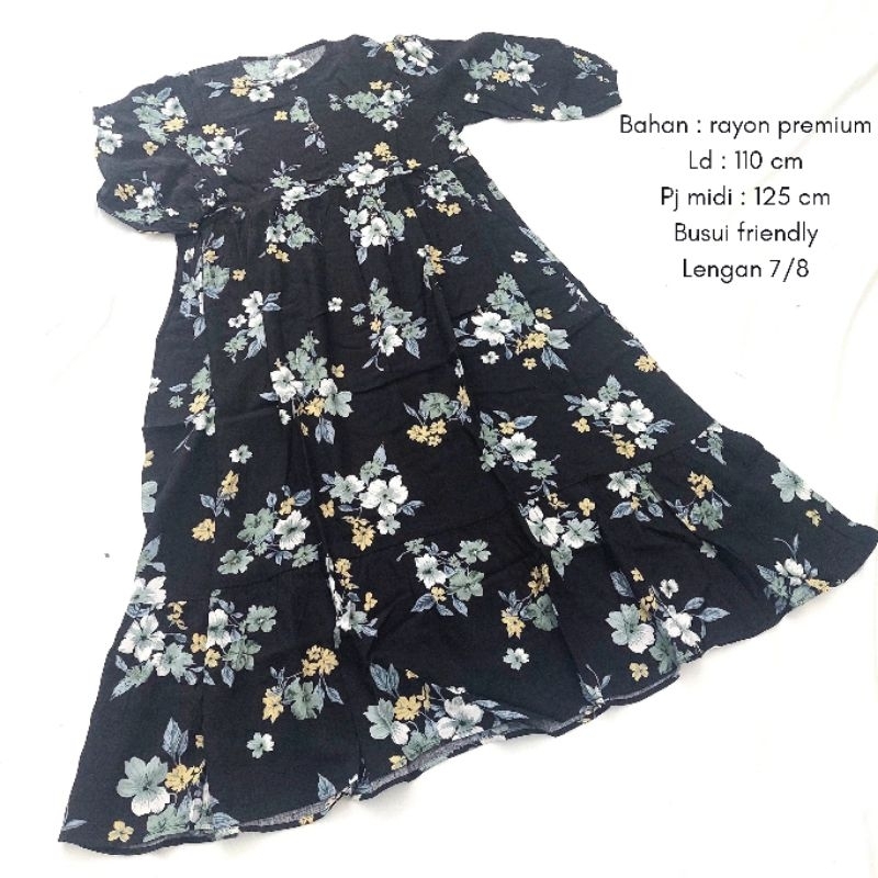 Kanisya - Midi dress tasel katun rayon premium | midi dress busui | dress midi | atasan midi | midi 