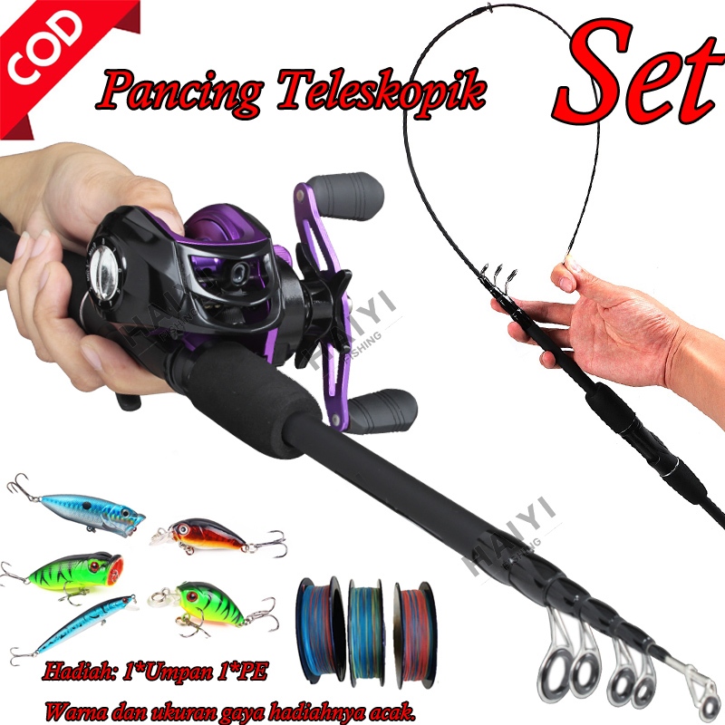 ✨HAIYI FISHING✨Set Pancing Murah Pancing Set 1.5-2.1m Telescopic Fishing Rod BC Reel Pancing Pancing