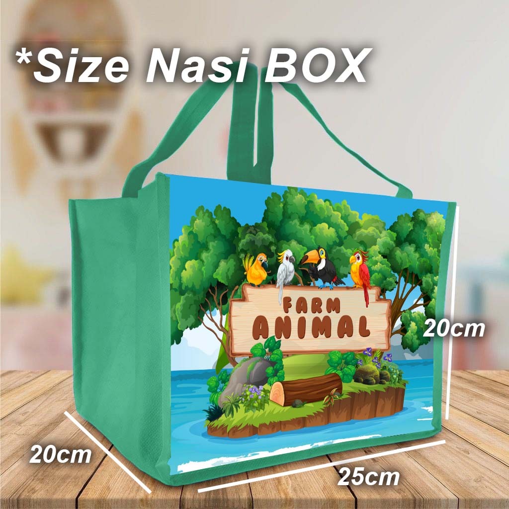 

Tas Souvenir Ultah Gambar ANIMAL Goodie Bag Cute Anak Size NASI KOTAK