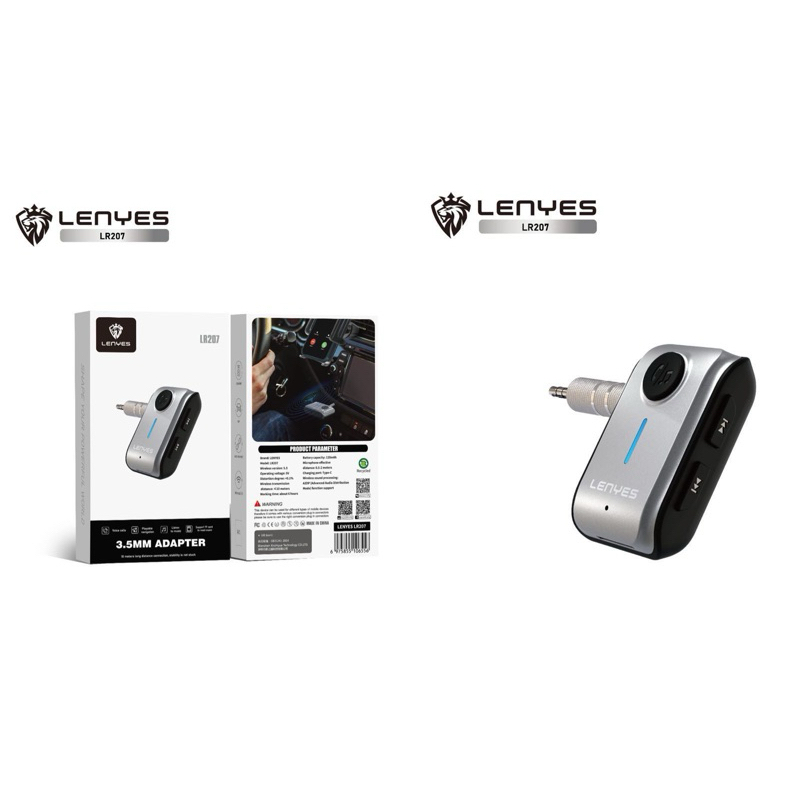 LENYES LR207 Bluetooth Receiver Aux 3.5mm Wireless Adapter 5.3 Alat Bluetooth Salon Speaker Audio Mobil Mp3 Player With Mic