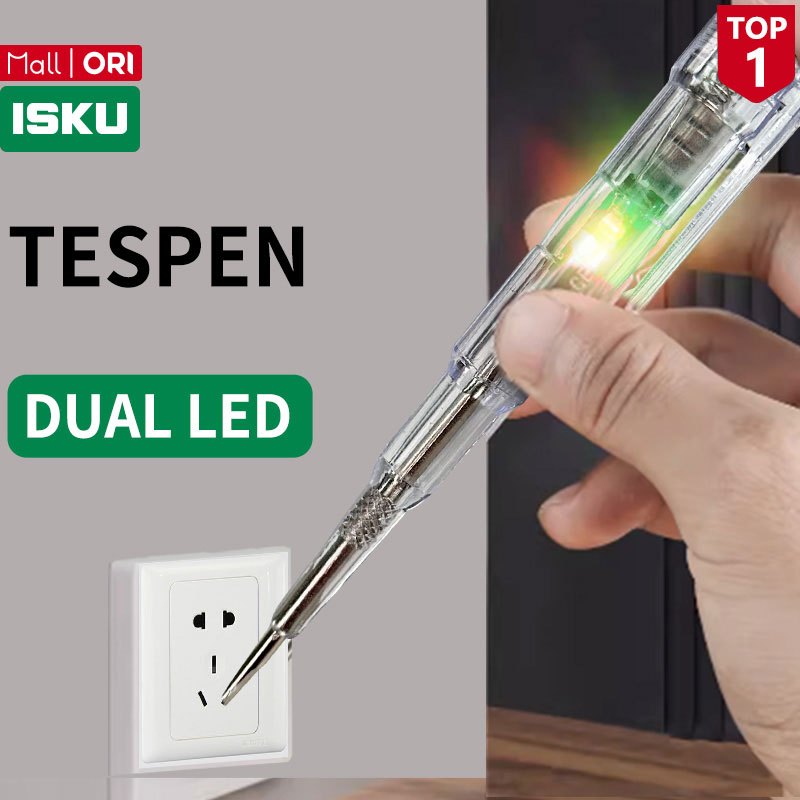 ISKU Obeng Tester TesPen Obeng Tester LED Obeng Tes with Indicator Dual LED Tespen Listrik