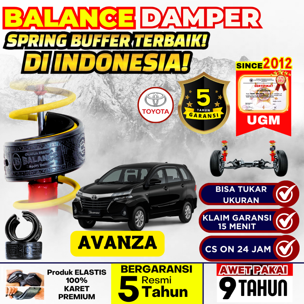 Spring Buffer BALANCE DAMPER Peredam Shock Mobil AVANZA , GARANSI 5 TAHUN Kualitas UGM Sertifikat
