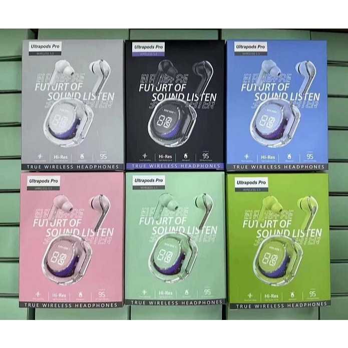 New HF HEADSET BLUETOOTH TWS ULTRAPODS [ PRO ] EARPHONE WIRELESS KUALITAS BAGUS