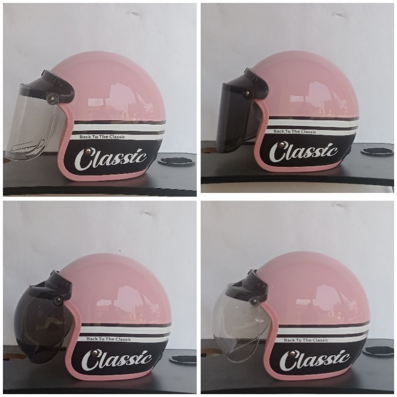 Helm bogo classic warna pink helm masakini.