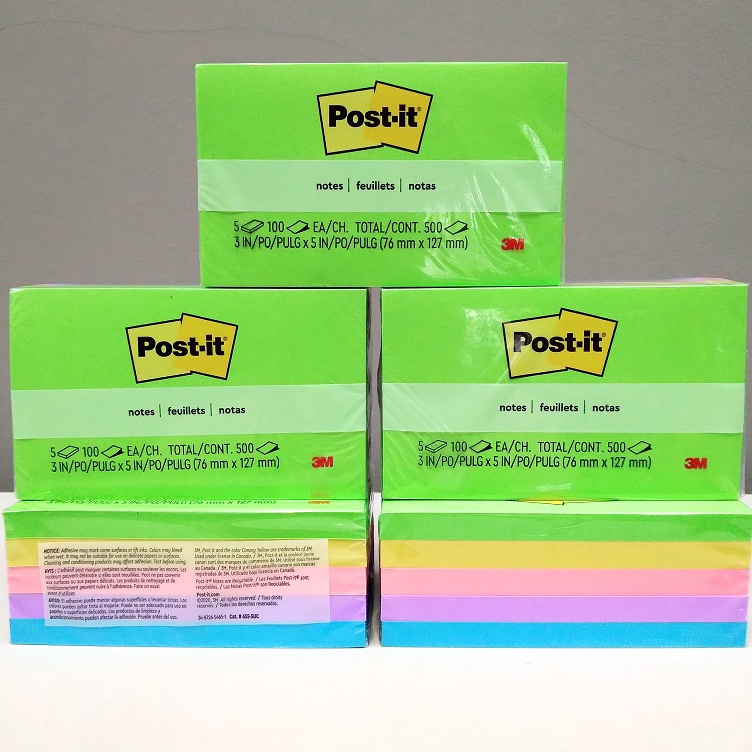 

Terbatas 3M post it sticky note 6555UC 3inch x 5inch 5cols 1lembar V8