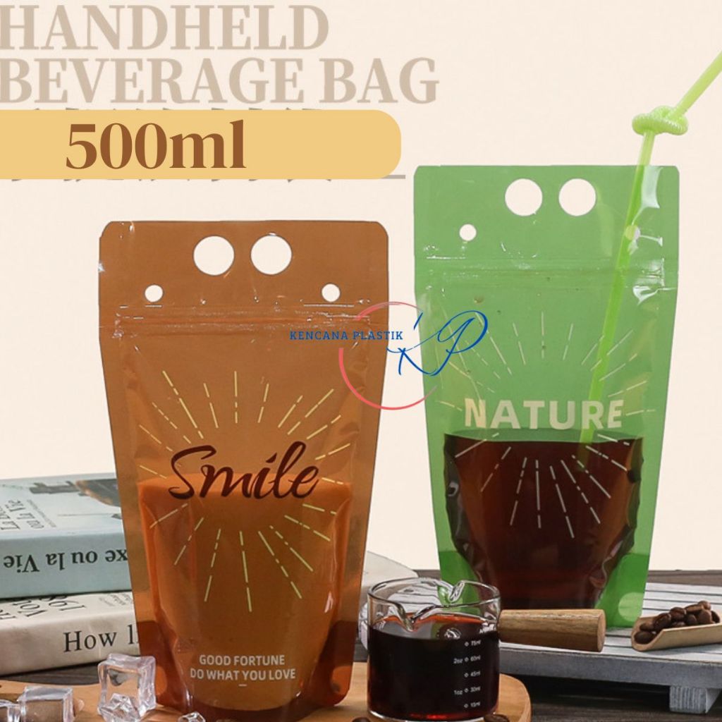 Plastik Standing Pouch Minuman Kekinian 500ml l Stand Up Drink Bag