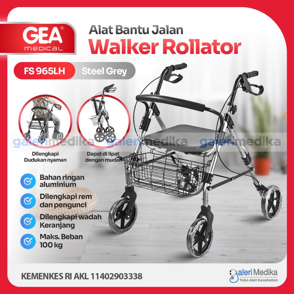 Rollator GEA FS965LH / FS-965LH / FS 965 LH - Alat Bantu Jalan dengan Roda