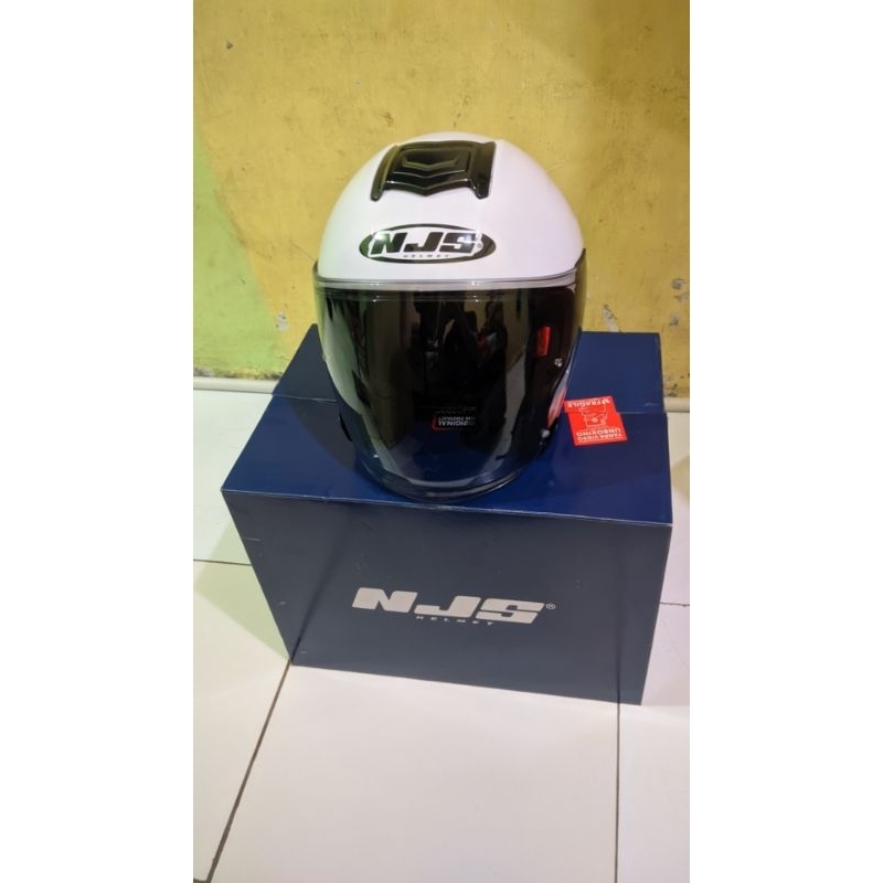 NJS Kairoz PUTIH GLOSSY Helm Half Face SNI - L