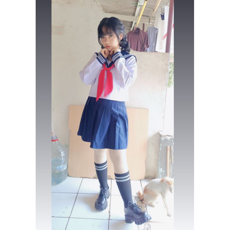 RENTAL SEIFUKU size M  Baju seragam sekolah jepang - cewek jepang - biru putih merah anime