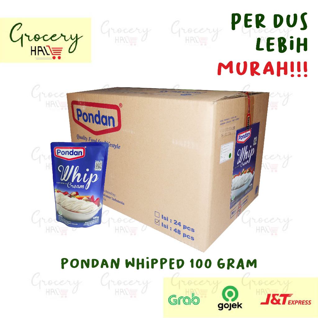 

[ HARGA DUS ] PONDAN WHIPPED CREAM BUBUK 100 GRAM - INSTANT MIX WHIP CREAM - 1 DUS ISI 48