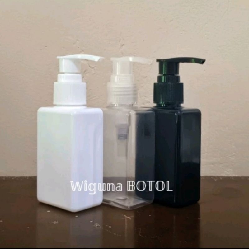 Botol Pump 100ml Kotak / Botol PET 100ml Kotak Tutup Pump Lotion