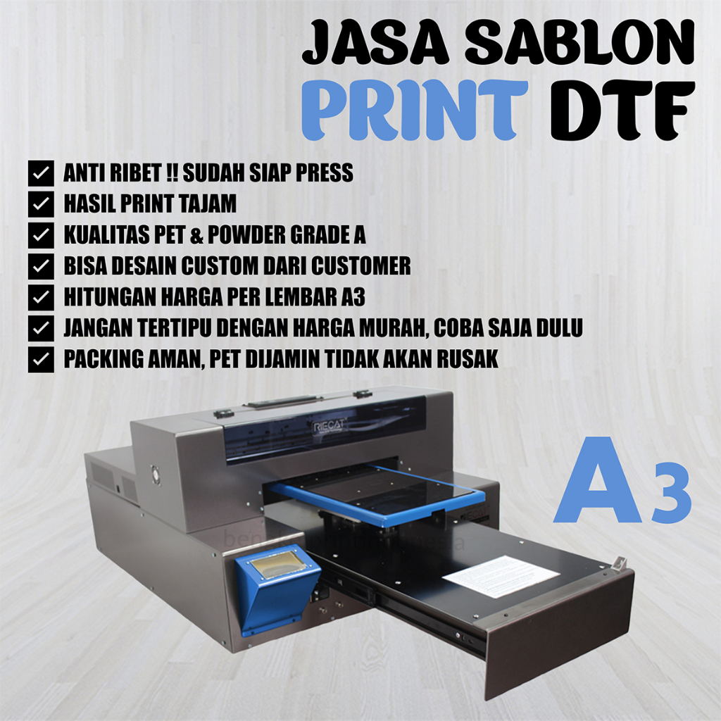 

PRINTING SABLON DTF PERLEMBAR A3 [FREE DESAIN DENGAN KERUMITAN TERTENTU]