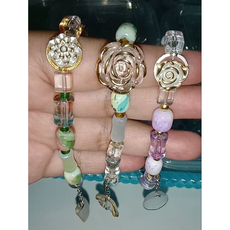 GELANG BUNGA MANIK PREMIUM COD GELANG MANIK GRADASI BENING BAMBU KOTAK GELANG ESTETIK GELANG MANIK G