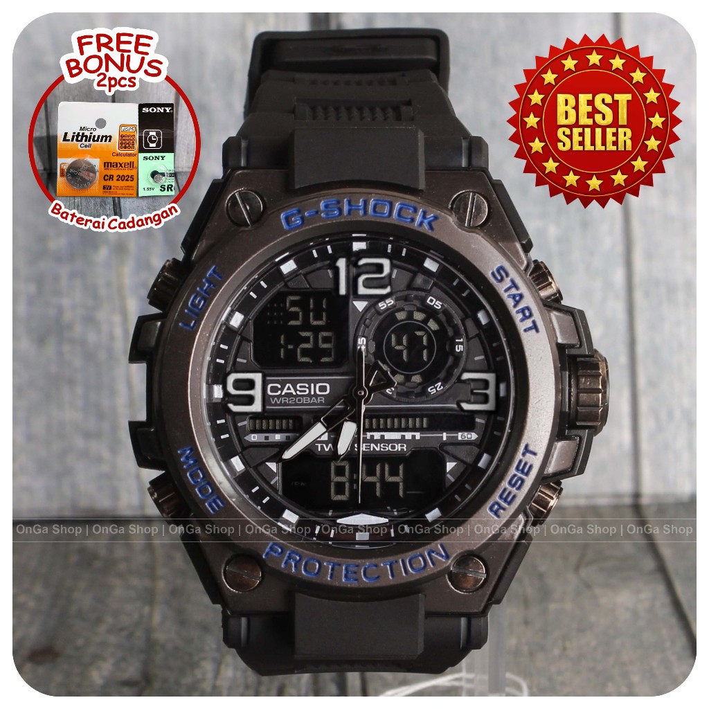 Jam Casio G Shock G-Steel GST8600 Black Blue Grade Original Digital Analog Jam Tangan Pria List Biru