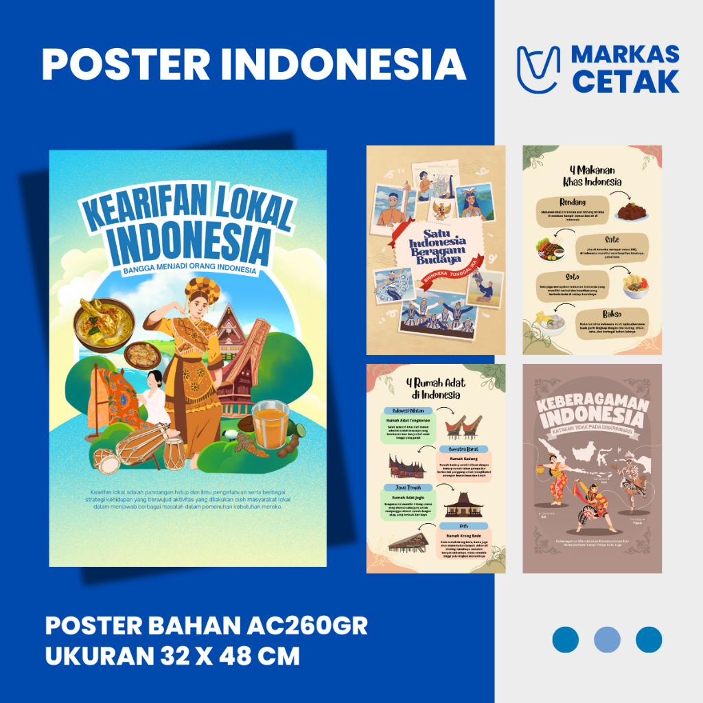 [POSTER] Poster Edukasi Anak Sekolah - POSTER BUDAYA KEARIFAN HEWAN MAKANAN TARI INDONESIA