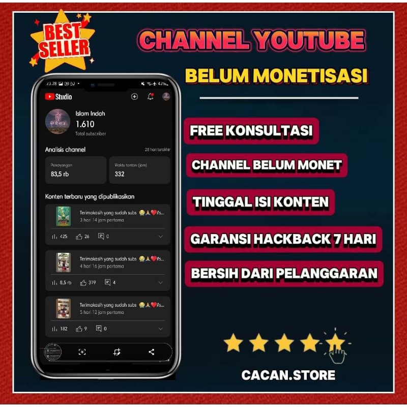 Channel Youtube belum monetisasi || Termurah Bergaransi Aman
