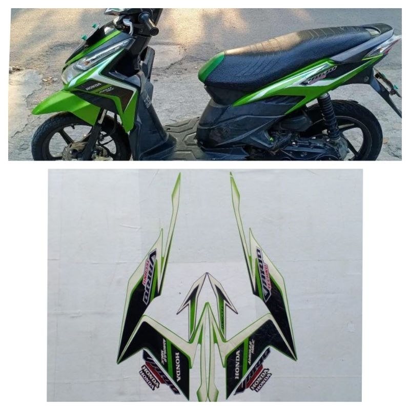 striping stiker lisbody honda vario techno 110 karbu tahun 2011 warna hijau