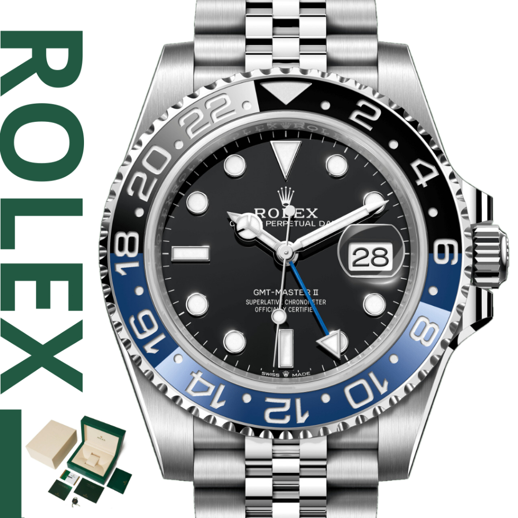 [100% Original ] Rolex Watch Jam Tangan Pria GMT-Master II Stainless Steel / BLNR / Jubilee  126710B