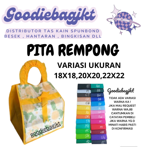 

GOODIEBAG TAS KAIN BOX BESEK KOTAK NASI HAJATAN PITA REMPONG UK (22cmx22cm)/GROSIR