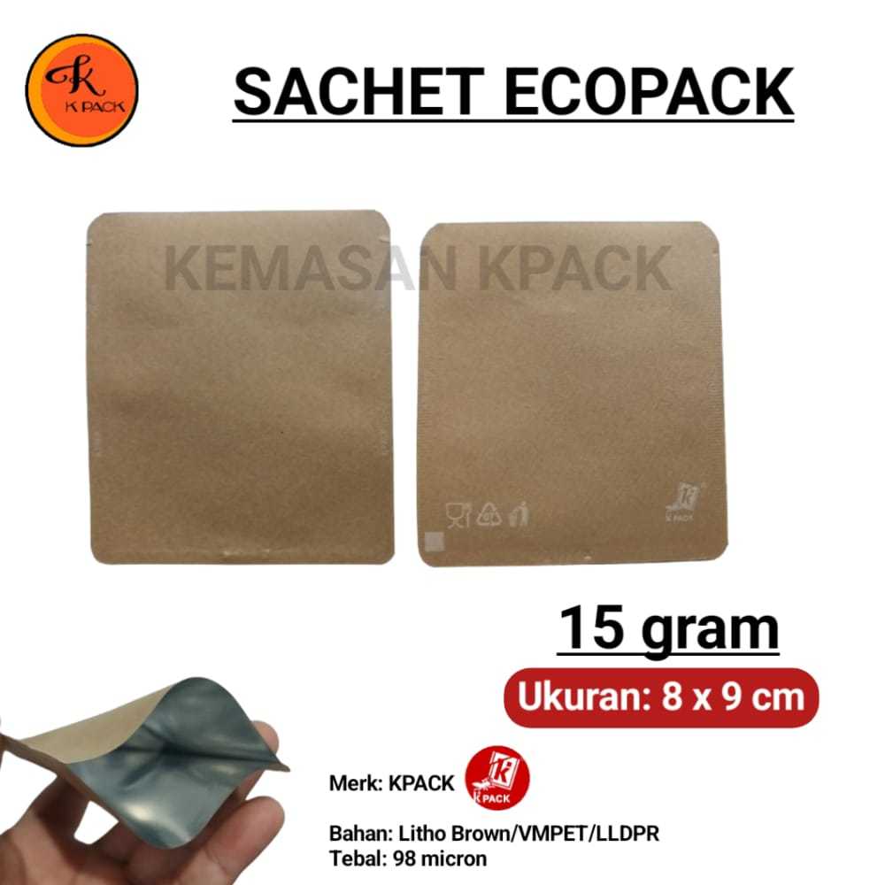 KEMASAN SACHET ECOPACK 15 GRAM KEMASAN KOPI SNACK BUBUK MERK KPACK