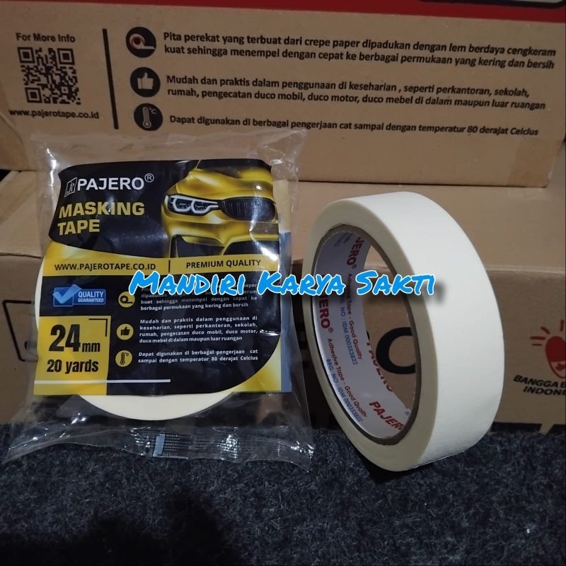 

Pajero Tape | Masking Tape Premium 1" x 20 Yard | Lakban Isolasi kertas Putih Merk Pajero