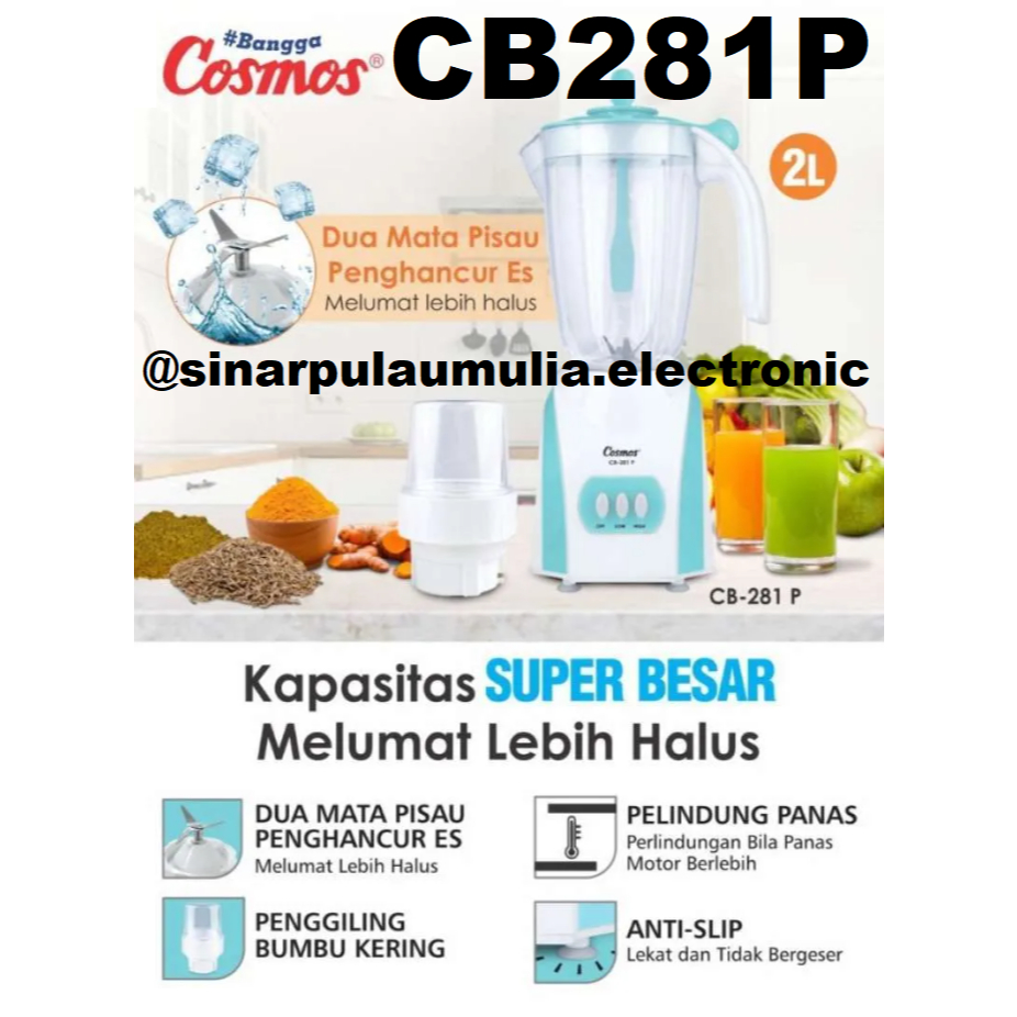 Cosmos Blender Plastik 2 Liter - CB-281P / CB 281P / CB 281 P / CB281P / CB281 P / CB-281 P