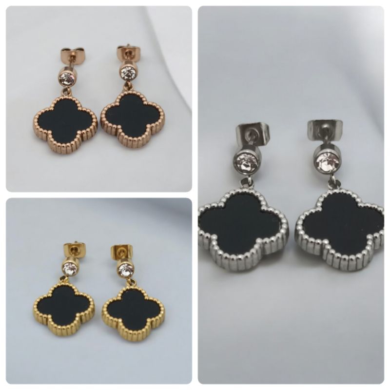Anting-Anting Titanium Wanita An10, Mtf Clovar Model Tindik Kristal Bulat
