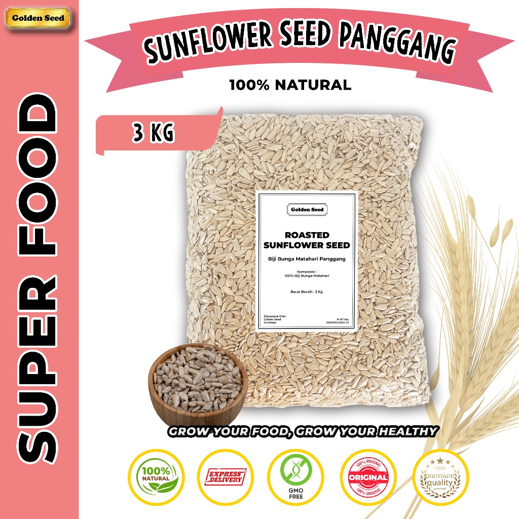 

SUNFLOWER SEED PANGGANG 3 KG PREMIUM - BIJI BUNGA MATAHARI ROASTED TANPA KULIT 3000 GRAM