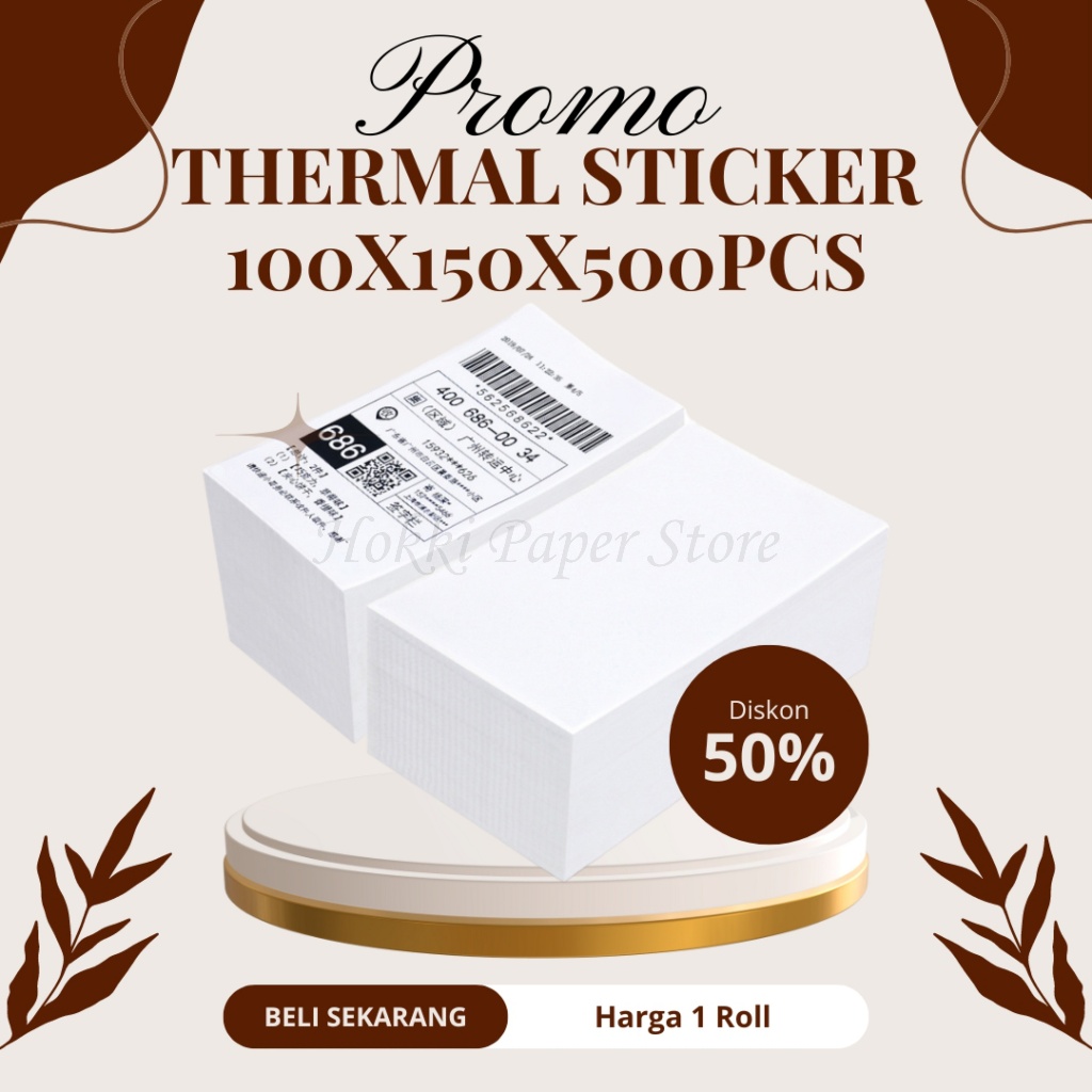 

KERTAS LABEL THERMAL STIKER RESI STICKER LABEL BARCODE LIPAT UKURAN A6 100X150 MM ISI 500PCS 100X150MM ISI 500 PCS