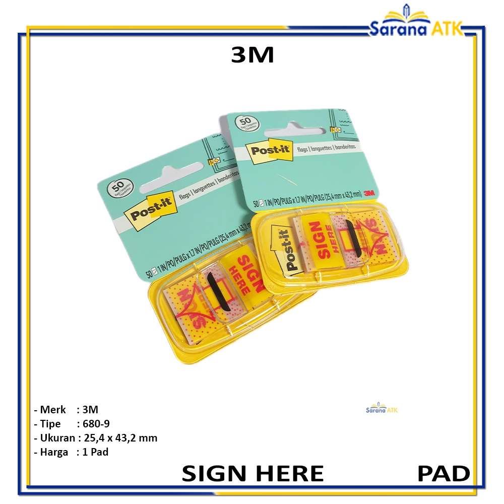 

3M - Post It Sign Here 680-9 25,4mm x 43,2mm - Pad