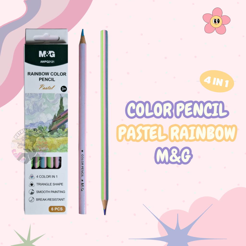 

[PAK] PENSIL / COLOR PENCIL PASTEL RAINBOW M&G 4in1 (6 PCS)