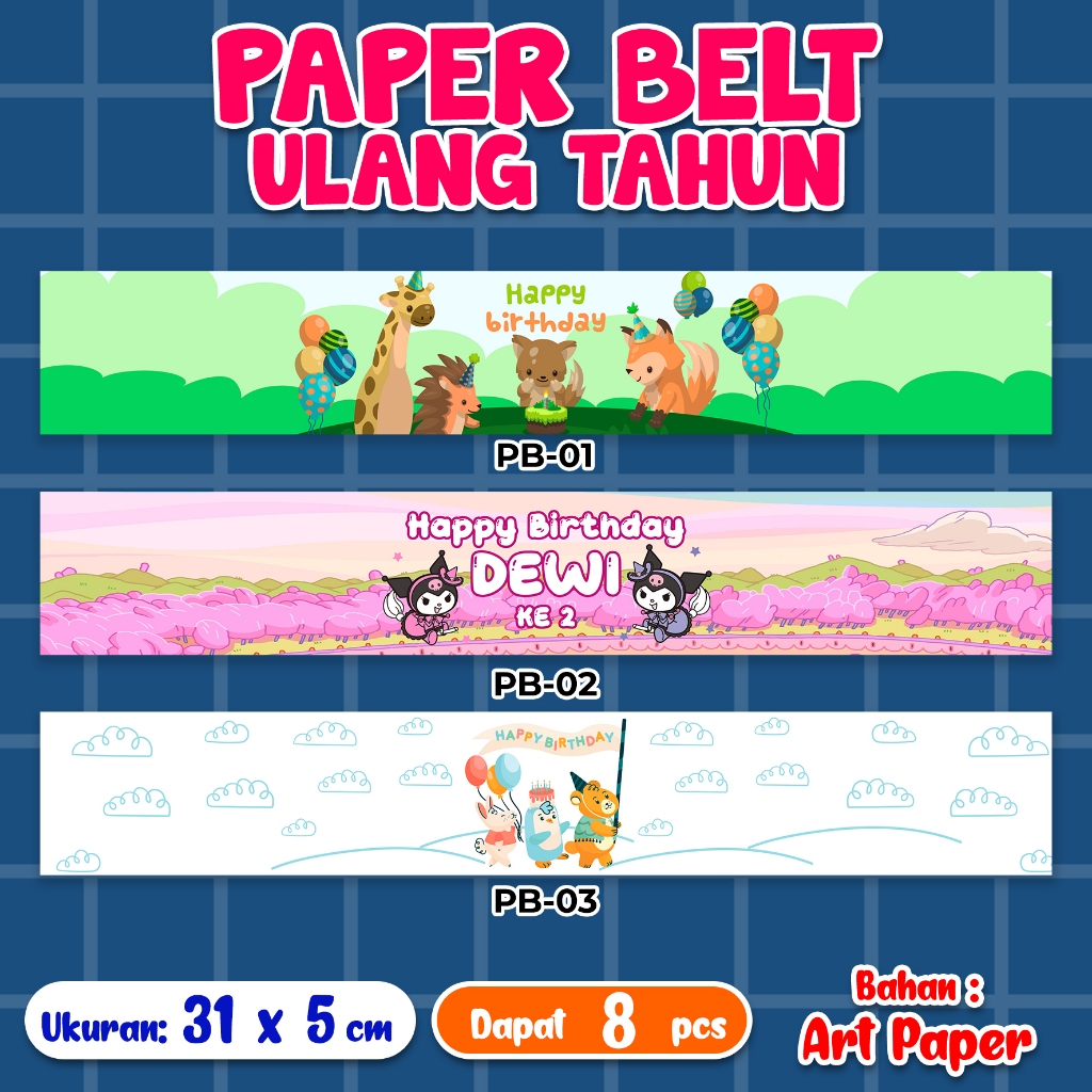 

UK 5x31cm Paper Belt Toples, paper roll Toples ulang tahun series (1SET 24PCS)