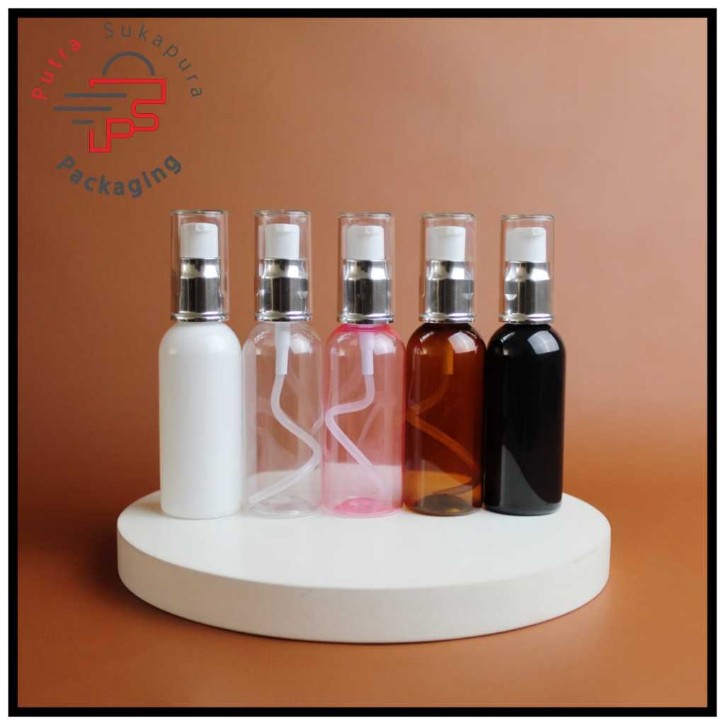 botol treatment pump 60ml/botol pump treatment 60ml/treatment pump fullcap silver neck 18