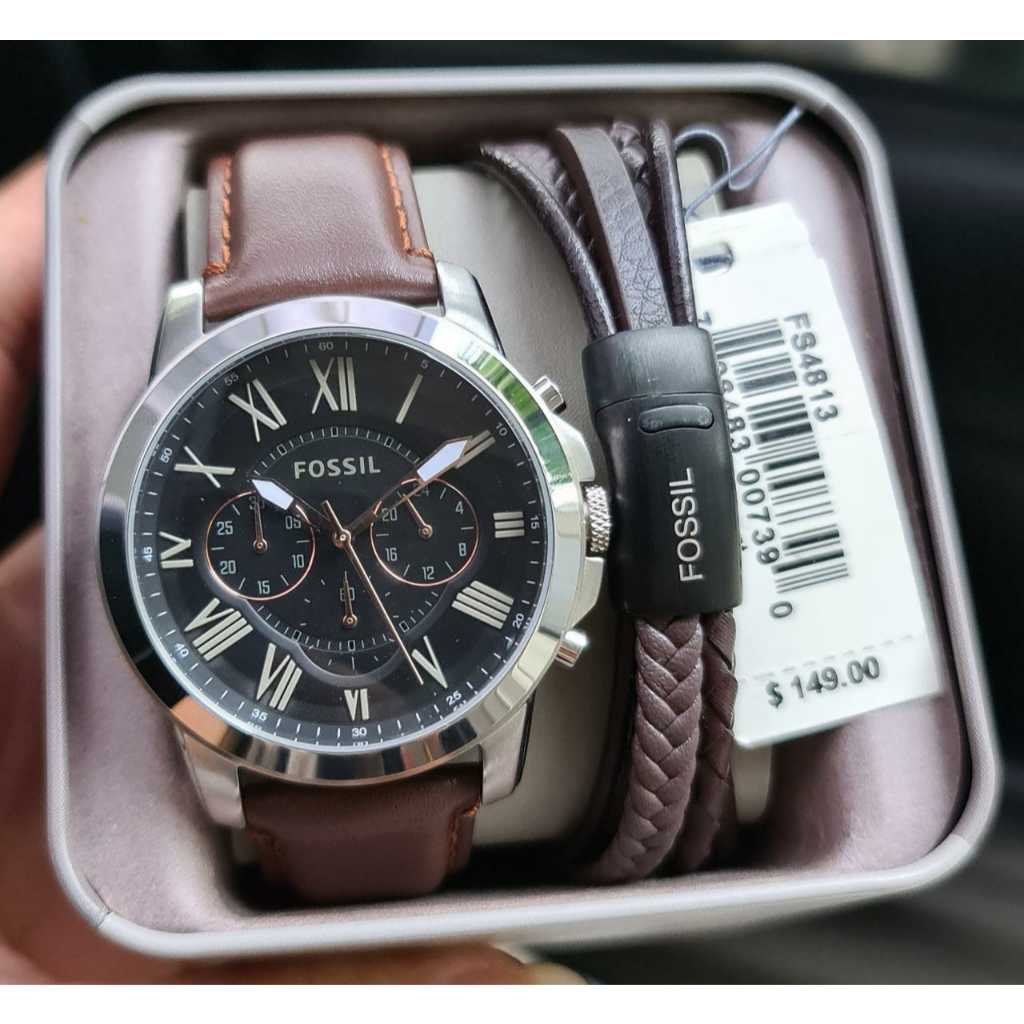 Jam Tangan Pria FS4813 FS 4813 Set Gelang Kepang Magnet Original & Manual Book Garansi