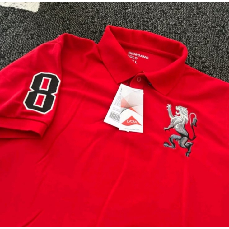 original kaos polo shirt pria kaos kerah giordano 3d lion premium