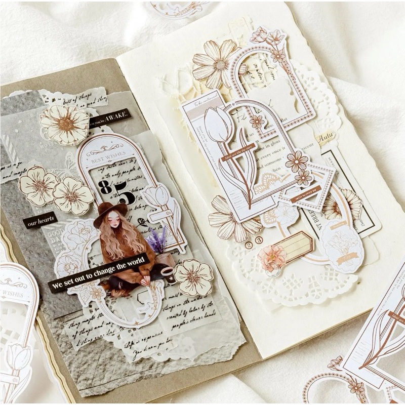 

Frame Sticker Collage Series, Hollowed Out Collage, Border Decoration Girl Series Sticker Journal Scrapbook DIY Stiker Jurnal Kit