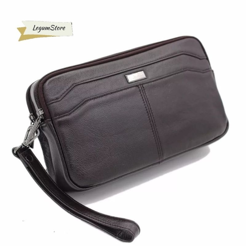 LegumStore Tas Tangan Kulit Pria Handbag import Tas Genggam Unisex Hitam Dompet Pasport