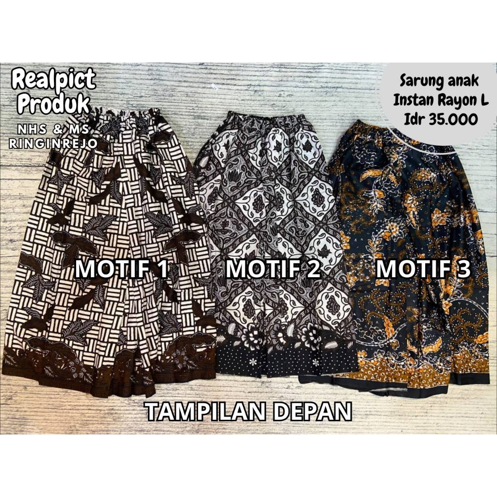 SARUNG INSTAN SIZE L ANAK BATIK RAYON / SARUNG INSTAN / SARUNG ANAK / SARUNG BATIK ANAK / SARUNG INS