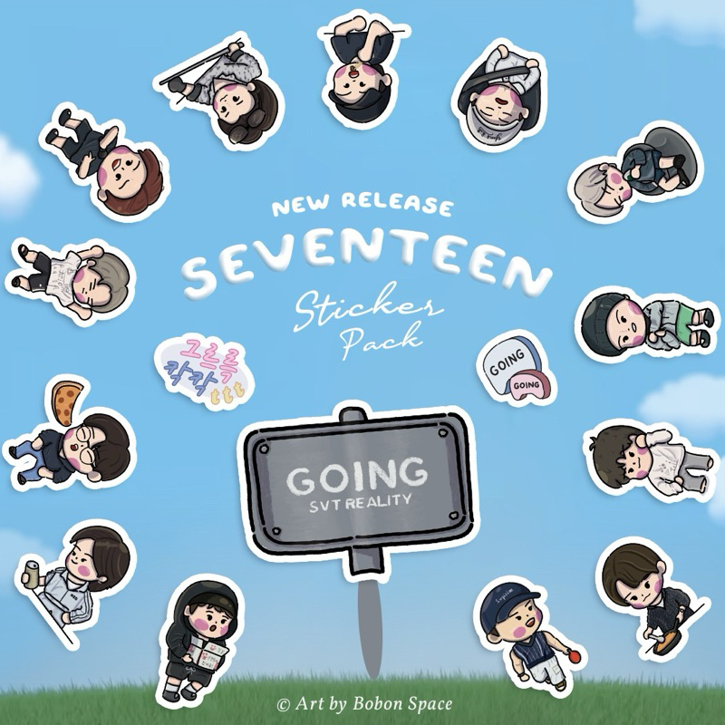 STICKER SET KPOP - GOING SEVENTEEN | STIKER VYNIL MATTE DOFF DIE CUT SUDAH DIGUNTING FANART FANMADE 
